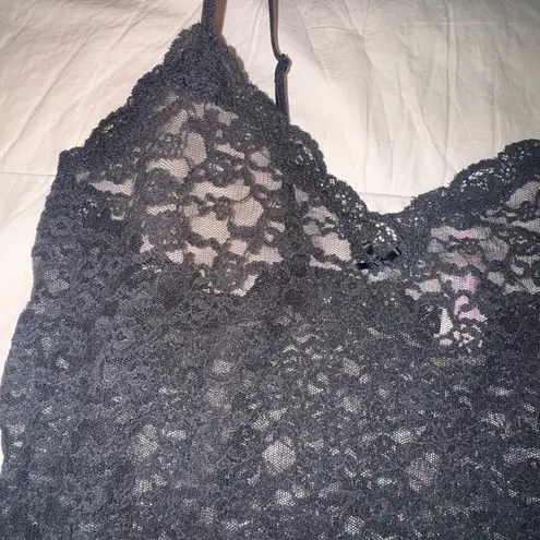 Victoria's Secret  Black Lace Chemise with Scalloped Hem