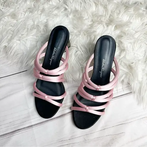 Salvatore Ferragamo Amalia 55 Satin Slip on Pink Sandal Size 9.5