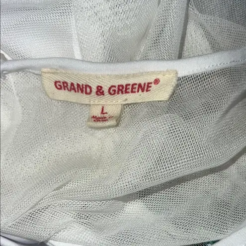 Grand & Greene White Sleeveless Embellished Blouse Size Large