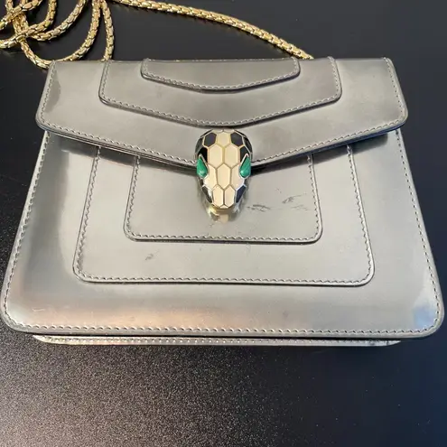 BVLGARI Small Serpenti Forever Square Shoulder Bag Metallic Leather - Preowned