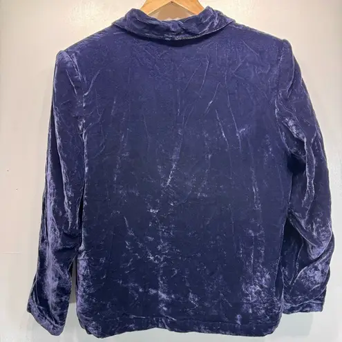 Vintage Y2K 90s Blue Velvet Patchwork Mixed Print Button Front Jacket Size M