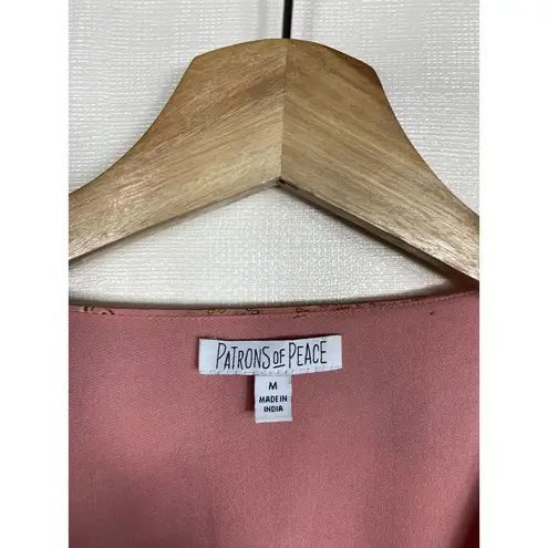 Patrons of Peace Maxi Dress M Floral Pink Boho Smocked Cottagecore Puff Sleeve