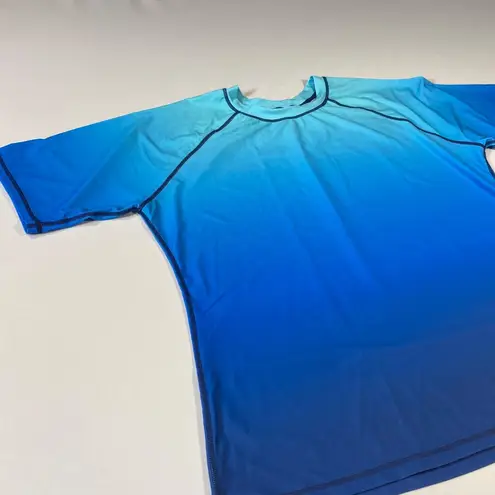 Halcurt Womens 2X Blue Ombre Rash Guard Swim Shirt UV Protection