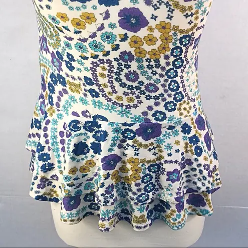 Modcloth  Womens Size Small sleeveless floral peplum retro tank Top