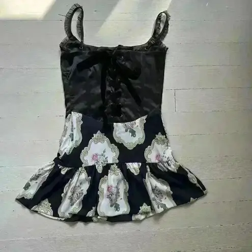 NWT Zemeta Flora Locket Corset Mini Dress Size M Punk Emo Grunge Renaissance Black Size M