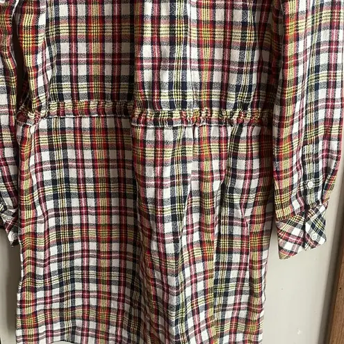 Veronica Beard Corrine Dress Plaid Shirt Dress Red Multi