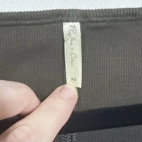 Rylee + Cru Brown Round Neck Ribbed Short Sleeve Cropped Shirt Top Women's XS