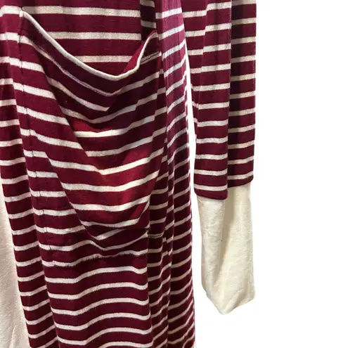 Magic Fit Open Jersey Cardigan X Long Sm USA Burgundy White Stripe Jersey Pocket Red