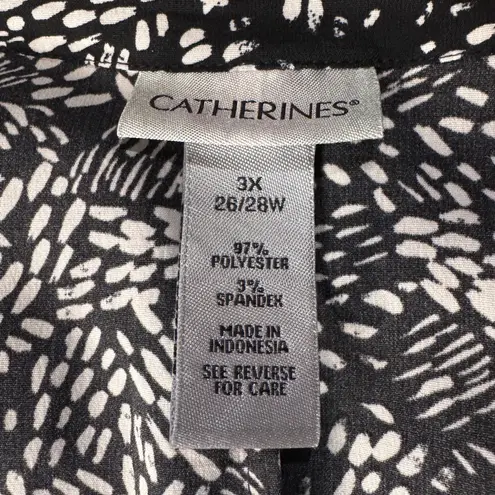 Catherines 3X-Large (26/28W) Top Button-Up Abstract 3/4 Roll-Tab Sleeve Pin-Tuck