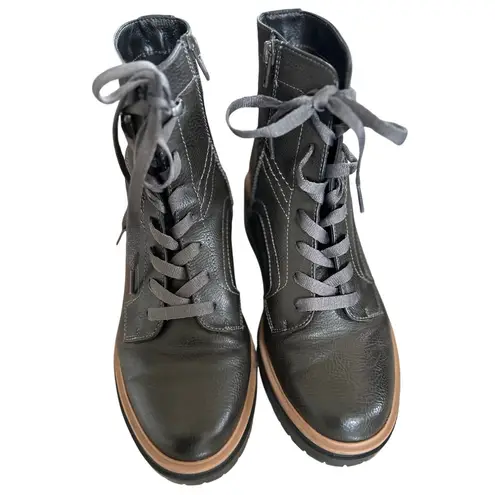 Naturalizer Abbott Dark Brown & Tan Lace Zip Up Military Combat Boot