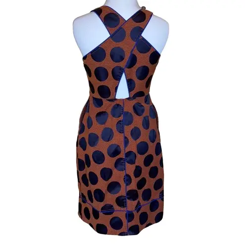Maeve Anthro Rokin Polka Dot Orange Blue Dress 0