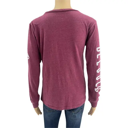 On Fire  (L) Burgundy Red Blessed and Beautiful Long Sleeve Tee Shirt