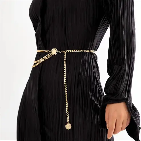 Golden Plated Tassel Belt Chain Elegant Alloy‎ Accessory Versatile Style Gold