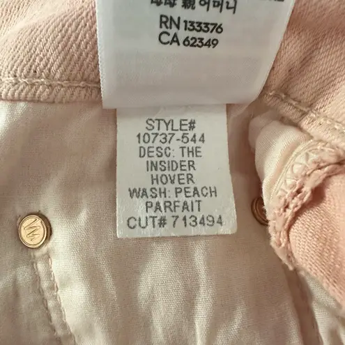 Mother Superior The Insider Hover High Rise Jeans Peach Parfait Size 28