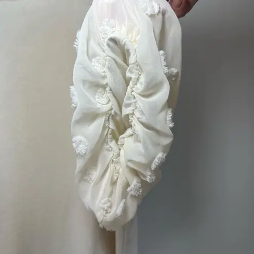 Adrianna Papell  Womens Sweater Cream Knit Chiffon Sleeve With Puff Dots Sz Large