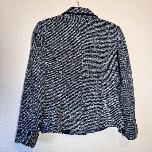 Caslon  Black Blue Tweed Blazer Jacket Womens 6 Fall Preppy Career Classic