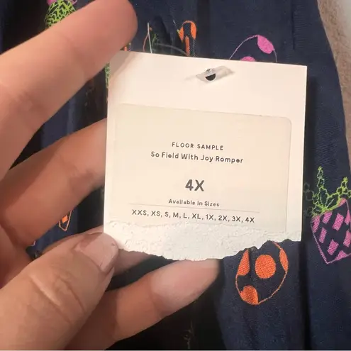 Modcloth  Romper Cactus Plant Navy Blue Size 4X Long Sleeve Collared NWT