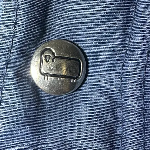 Woolrich The Woman Blue Plaid Wool Blanket Lined Chore Barn Coat Jacket Med Vtg