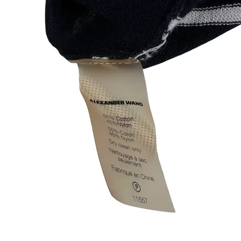 T Alexander Wang Side Sheer Panels Striped Lightweight Long Sleeve Sweater Blue Size M