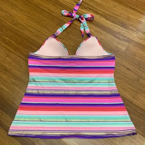 Victoria's Secret Victoria's‎ Secret Women's Y2K Striped Metallic Halter Tankini Swim Top Size M