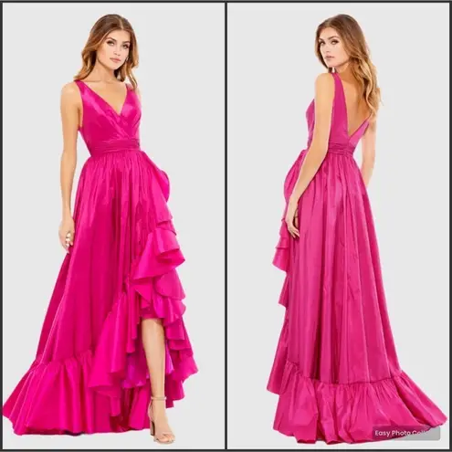 Mac Duggal 67835 Pink Taffeta High Low Ruffle Gown Dress