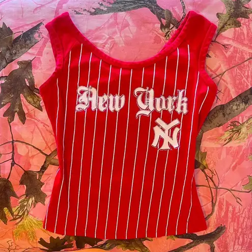 boa style y2k vintage red new york yankees striped tank top