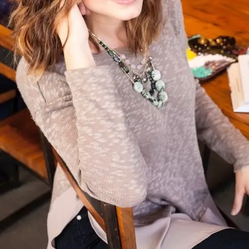 Deletta Anthropologie Nubby Circle Long Sleeve Sweater Tan Womens Size Small - Image 14