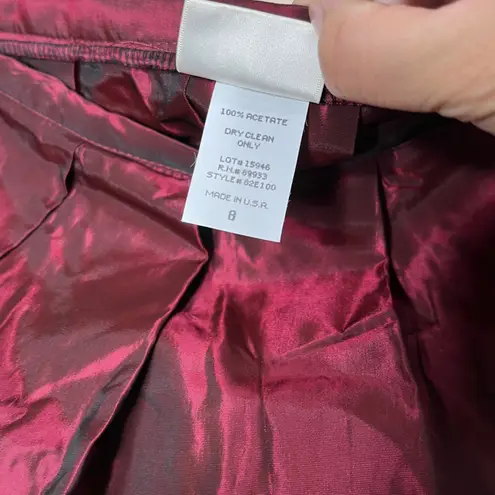 NWT Vintage Tofy Burgundy Maxi Skirt Pleated Long Evening Formal Womens 8 Red