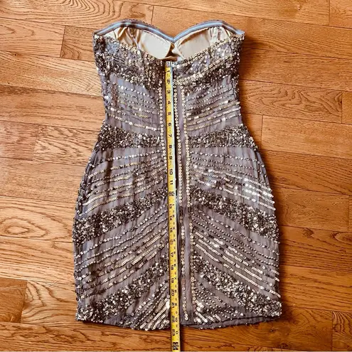 Arden B NWT . Sequined Strapless Dress Pewter Sz XS