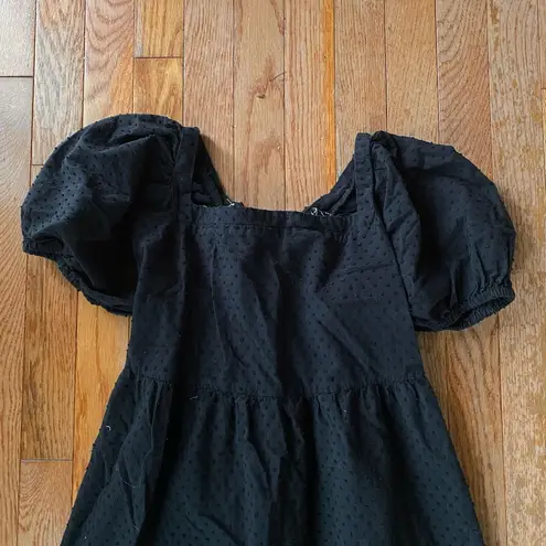 Black Puff Sleeve Square Neck Midi Sundress Size undefined