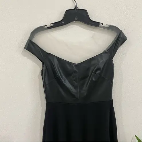Bailey 44 | Endorphin Mesh and Faux Leather Top Fit and Flare Black Dress Size 4