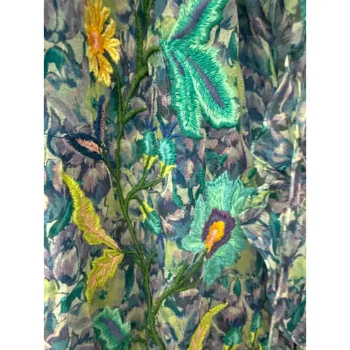 Sundance Catalog Blue Floral Eden Embroidered Tiered Maxi Dress Size XS Purple