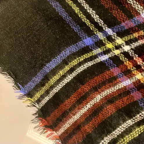 GMPC Black Striped Plaid Blanket Scarf Womens One Size