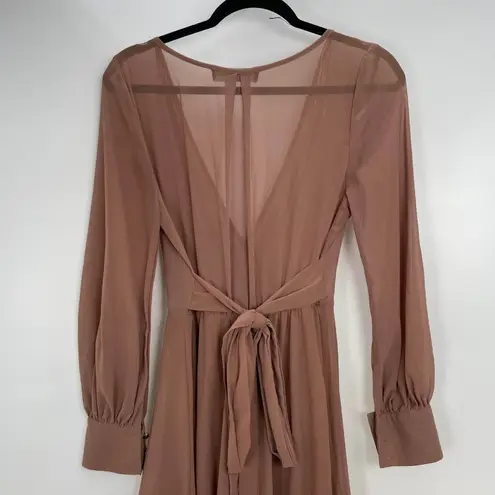 Naked Wardrobe Baltic Born Women's Beige V-neck Long Sleeve Maxi Dress Size Sm.