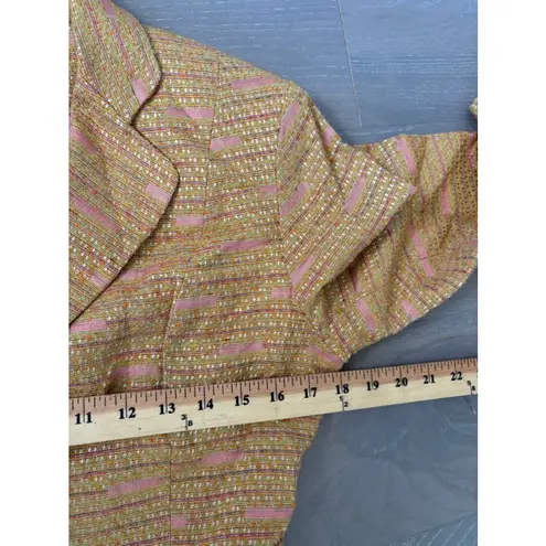 Vintage James Coviello Tweed Peplum Blazer Brown Pink Sz 6 Preppy Academia Twee