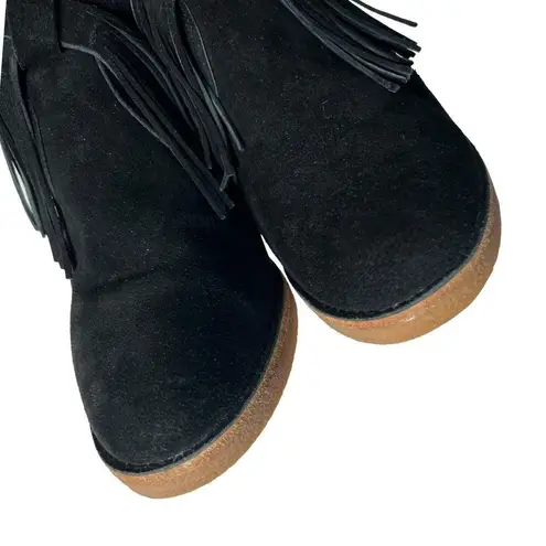 UGG  Corin Casual Tie Tassel Black Suede Block Heel Ankle Boots Women’s Size 10