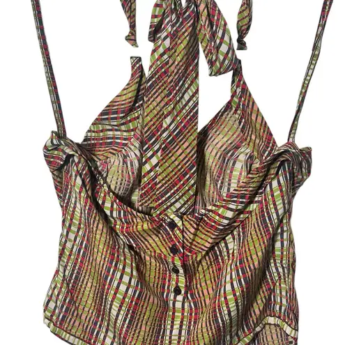 Robert Graham Button Back Silk Halter Top NWT Size 6 Beach Colors Summer Preppy - Image 2