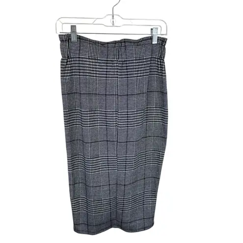 Blashe Black White Checkered Midi Pencil Skirt Stretch Medium