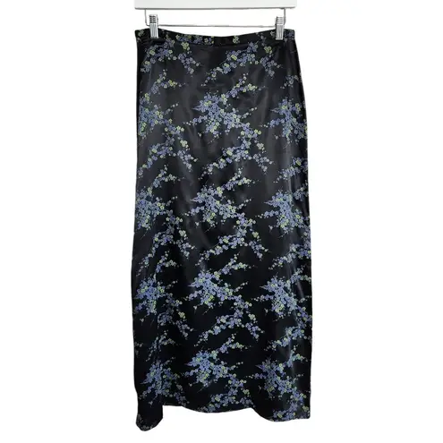 American Vintage Vintage Tracy Evans 90s Black Blue Green Floral High Waisted Straight Skirt 28