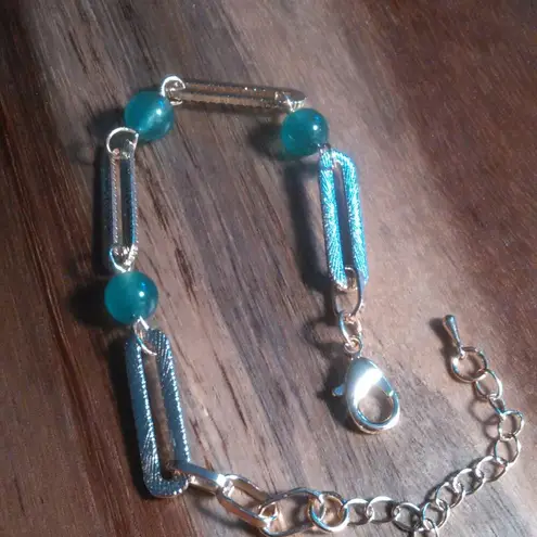 Green Aventurine and Austrian Crystal Paperclip Bracelet