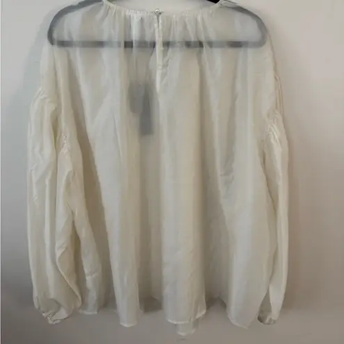 Future Collective Sheer Balloon Long Sleeve Blouse NWT Size 3X Cream Color