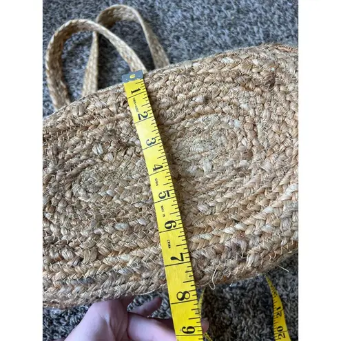 Chloe & Lex White Brown Jute Cotton Bag Tote Boho Coastal Beachy Picnic Natural