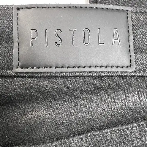 Pistola Aline Skinny Ankle Jeans Coated Black Raw Hem New Size 27