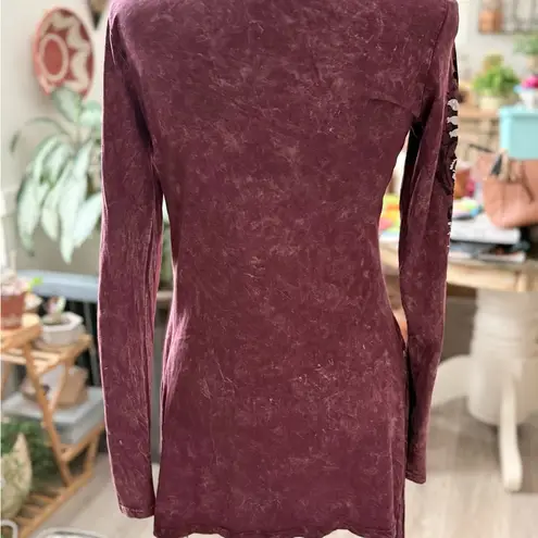Vocal Burgundy and Black Embroidered Top Vintage fringe