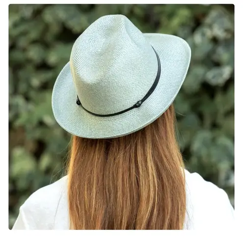 Travaux En Cours Straw Fedora Hat in Sage Size 56 Green