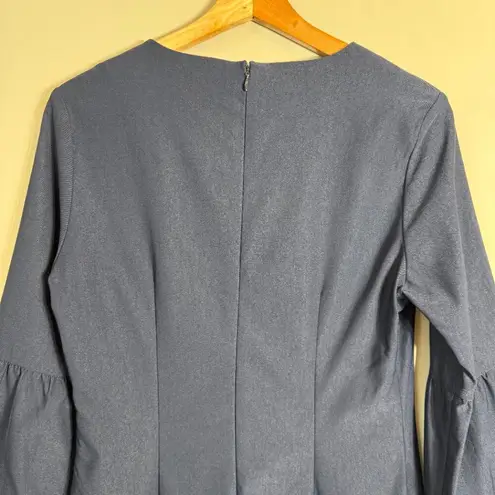 J. McLaughlin Elle Sheath Dress Women's 4 Navy Scalloped Hem Bell Sleeves Career