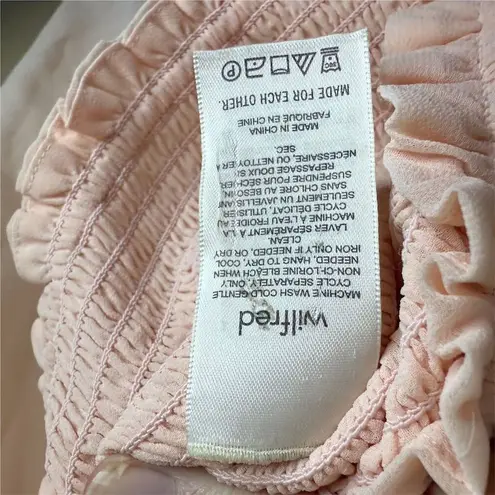 Aritzia Wilfred Tempest Women's Pink Saga Blouse Size Small Puff Sleeve Smocked