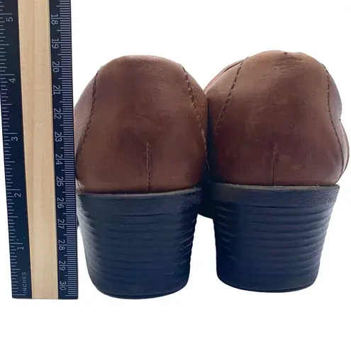 Born concept b.o.c. Clogs Brown Leather Comfort Block Heel Shoes 6.5 37 Slip On