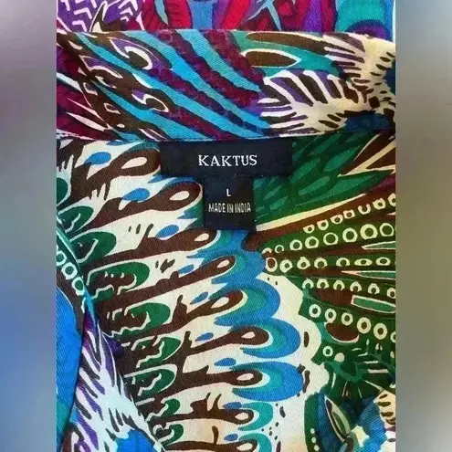 Kaktus Women’s Colorful Wearable Art Jacket Size Large Peacock Abstract Art