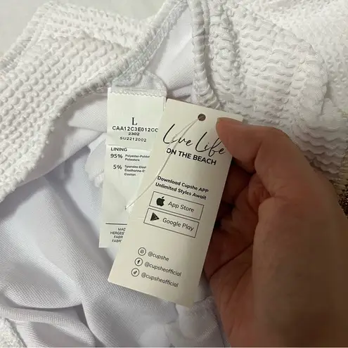 cupshe one shoulder metallic bikini set